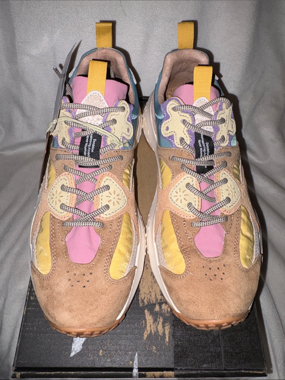 NWT Flower Mountain WAVE WOMAN Suede and fabric sneakers - Beige- Light pink - Picture 9 of 16